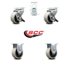 Service Caster 2 Inch Thermoplastic Wheel Top Plate Caster Set with 2 Brakes 2 Rigid SCC SCC-05S210-TPRS-SLB-2-R-2